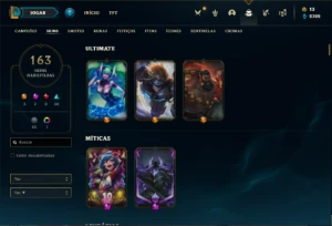 Conta platina 1 com 150 Champs e 163 Skins + 3 RARAS - League of Legends LOL