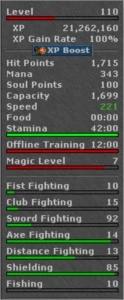 vendo KNIGHT Level 110 em kronera, aceito Tibia Coins