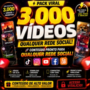 ⚡ Pack Viral 3.000 Vídeos Qualquer Rede Social! - Vídeos e Cortes Cortes Virais