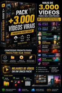 ⚡ Pack Viral 3.000 Vídeos Qualquer Rede Social! - Vídeos e Cortes Cortes Virais