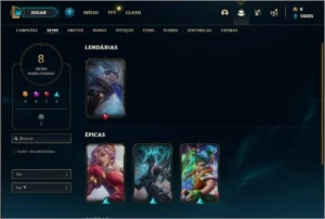 Conta ouro 4 com 8 Skins e 22 Champs - League of Legends LOL