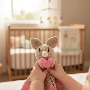 Naninha Coelho Rosa Coração Amigurumi - Artesanato e Personalizados