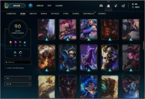 Conta platina 2 com TODOS os champs e 90 skins MAIN TOP / JG - League of Legends LOL