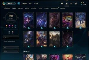 Conta platina 2 com TODOS os champs e 90 skins MAIN TOP / JG - League of Legends LOL
