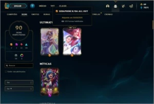 Conta platina 2 com TODOS os champs e 90 skins MAIN TOP / JG - League of Legends LOL