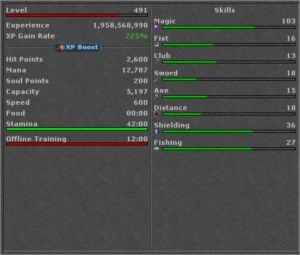 MS LVL 491 + ML 103 KALIBRA + 25 LOYALTY - Tibia