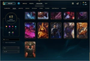 Conta Ouro 1 - 96 Personagens - 65 Skins - League of Legends LOL