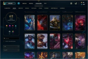 Conta Ouro 1 - 96 Personagens - 65 Skins - League of Legends LOL