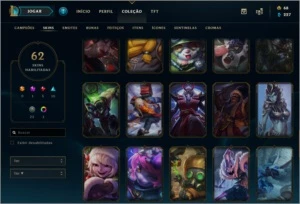 Conta Ouro 1 - 96 Personagens - 65 Skins - League of Legends LOL