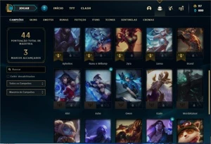 Conta Unranked com 26 Champs e 9 Skins ( 1 Ultimate ) - League of Legends LOL