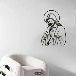 Quadro Vazado Jesus Orando em MDF Preto 40 x 27 cm - Artesanato e Personalizados