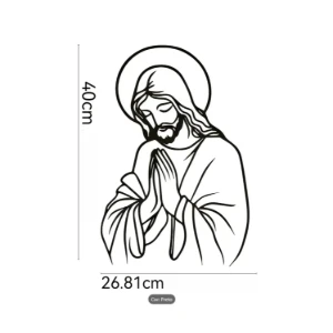Quadro Vazado Jesus Orando em MDF Preto 40 x 27 cm - Artesanato e Personalizados