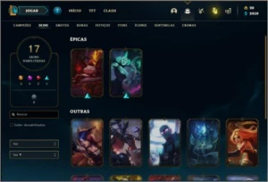 Conta unranked com 17 skins e 118 champs - League of Legends LOL