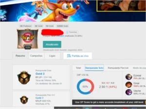 CONTA LOL 72 SKINS OURO 3 - League of Legends