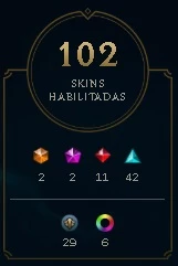 Conta nvl 312, 102 skins (2 ultimates), 8 m7 e 10 m6 - League of Legends LOL