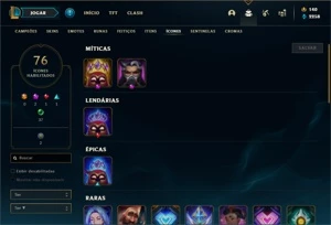Conta Platina 4 com 33 Champs e 10 Skins - League of Legends LOL