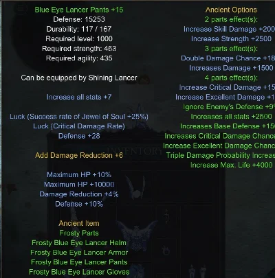 MEGAMU Glorious Lancer Account+ Top PvP Gear - MU Online