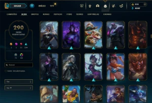 Esmeralda 1 com TODOS os champs e 290 Skins + 5 Vitoriosas - League of Legends LOL