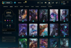 Esmeralda 1 com TODOS os champs e 290 Skins + 5 Vitoriosas - League of Legends LOL