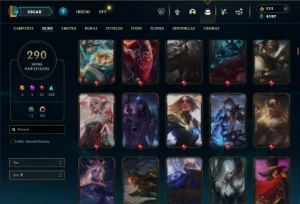 Esmeralda 1 com TODOS os champs e 290 Skins + 5 Vitoriosas - League of Legends LOL