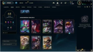Conta LoL top 94 champs e 68 skins ouro 1 - League of Legends