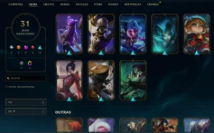 Conta Abandonada Esmeralda muitos icones e skins - League of Legends LOL