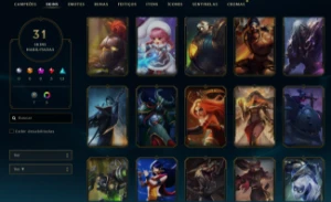 Conta Abandonada Esmeralda muitos icones e skins - League of Legends LOL