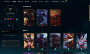 Conta Abandonada Esmeralda muitos icones e skins - League of Legends LOL