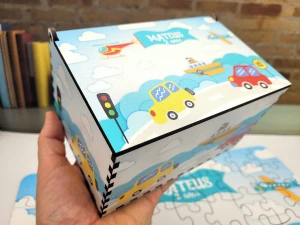 Quebra-cabeça Transportes MDF 60 Peças com Caixa - Artesanato e Personalizados