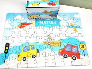 Quebra-cabeça Transportes MDF 60 Peças com Caixa - Artesanato e Personalizados
