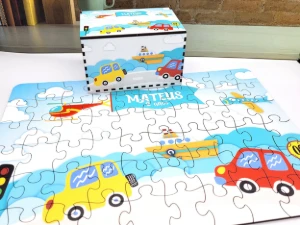 Quebra-cabeça Transportes MDF 60 Peças com Caixa - Artesanato e Personalizados
