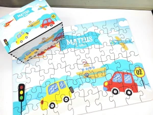 Quebra-cabeça Transportes MDF 60 Peças com Caixa - Artesanato e Personalizados