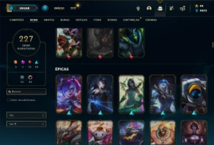 Conta Unranked com TODOS os champs e 227 Skins ( SUP / ADC ) - League of Legends LOL
