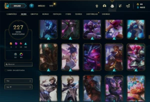 Conta Unranked com TODOS os champs e 227 Skins ( SUP / ADC ) - League of Legends LOL