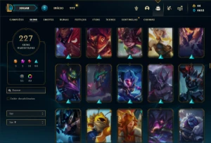 Conta Unranked com TODOS os champs e 227 Skins ( SUP / ADC ) - League of Legends LOL