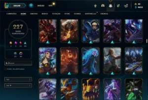 Conta Unranked com TODOS os champs e 227 Skins ( SUP / ADC ) - League of Legends LOL