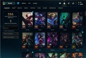 Conta unranked com 50 Skins e 113 Champs + 3 Ultimates - League of Legends LOL