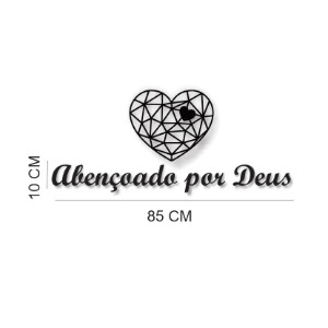 Coração e Frase Abençoado por Deus em MDF Preto - Artesanato e Personalizados