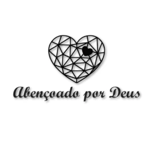 Coração e Frase Abençoado por Deus em MDF Preto - Artesanato e Personalizados