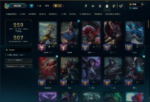 Mestre e Diamante 1 Flex com 110 Champs e 27 Skins - League of Legends LOL