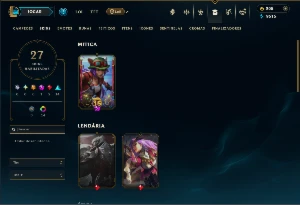 Mestre e Diamante 1 Flex com 110 Champs e 27 Skins - League of Legends LOL