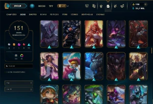 Prata 4 com TODOS os champs e 151 Skins - League of Legends LOL