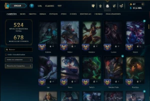Platina 4 com TODOS os Champs e 127 Skins ( SUP / ADC ) - League of Legends LOL