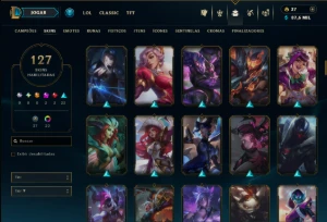 Platina 4 com TODOS os Champs e 127 Skins ( SUP / ADC ) - League of Legends LOL