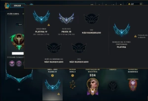 Platina 4 com TODOS os Champs e 127 Skins ( SUP / ADC ) - League of Legends LOL