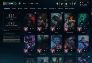 Platina 4 com TODOS os Champs e 127 Skins ( SUP / ADC ) - League of Legends LOL