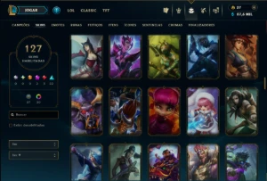 Platina 4 com TODOS os Champs e 127 Skins ( SUP / ADC ) - League of Legends LOL