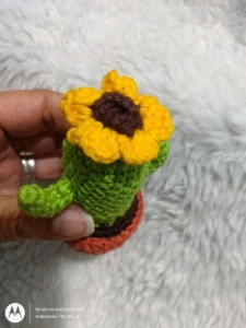 Trio de Chaveiros de Crochê Cactos - Artesanato e Personalizados