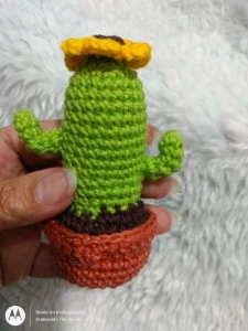 Trio de Chaveiros de Crochê Cactos - Artesanato e Personalizados