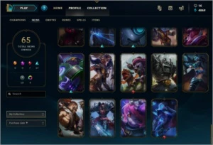 Conta League of Legends lvl 60 66 champs e 65 skins LOL